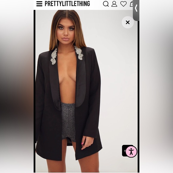 RARE! Kourtney Kardashian Embellished Applique Detail Oversized Blazer - Picture 7 of 12